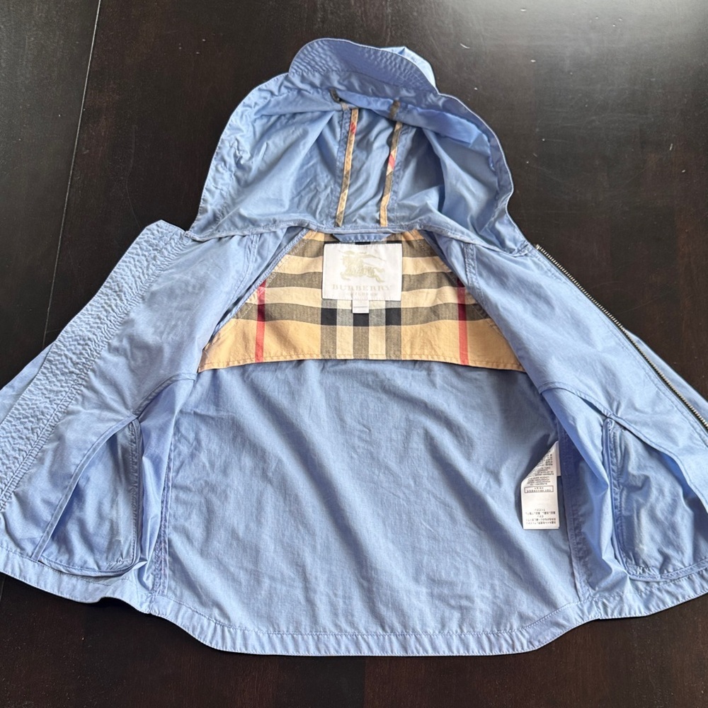 Burberry Sky Blue Kids Hooded Rain and Windbreaker - Picture 5 of 6